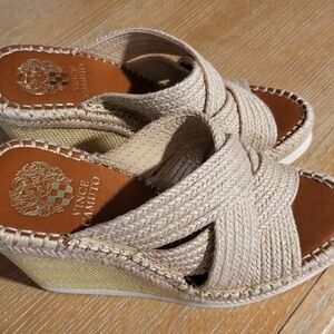 Vince Camuto Cream Woven Wedges